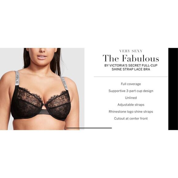 Very Sexy “The fabulous line” full coverage rhinestone strap lace bra. Red or Bl - Picture 15 of 16